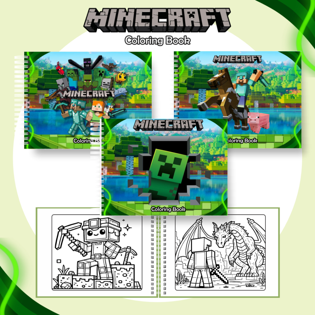 Livro de Colorir Folha GROSSA 180g MINECRAFT 50 Páginas / PROMOÇÃO em Oferta na Shopee