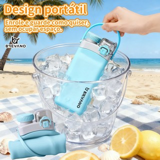 BREVANO Garrafa De Água De Silicone Dobrável 600ml Portátil Copo À Prova De Vazamento Reutilizável Para Exterior