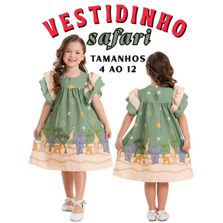 Vestido Infantil 4 Estações Primavera Verão Outono Inverno Soltinho Estampado Acetinado em Oferta na Shopee