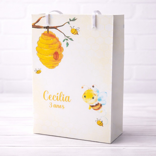Sacolinha Personalizados Abelhinha Abelha (PEGUE E MONTE) / Lembrancinha Mimos Festa Aniversário Infantil