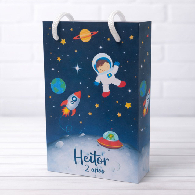 Sacolinha Personalizados Astronauta (PEGUE E MONTE) / Lembrancinha Mimos Festa Aniversário Infantil