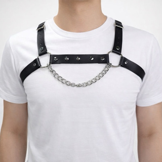 Harness Masculina Chain com Corrente em couro Sintetico em Oferta na Shopee
