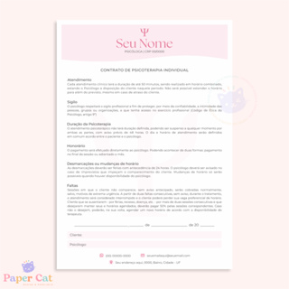 Bloco Contrato Individual | Psicologia | Personalizado | Tamanho A5 | 50 Folhas em Oferta na Shopee