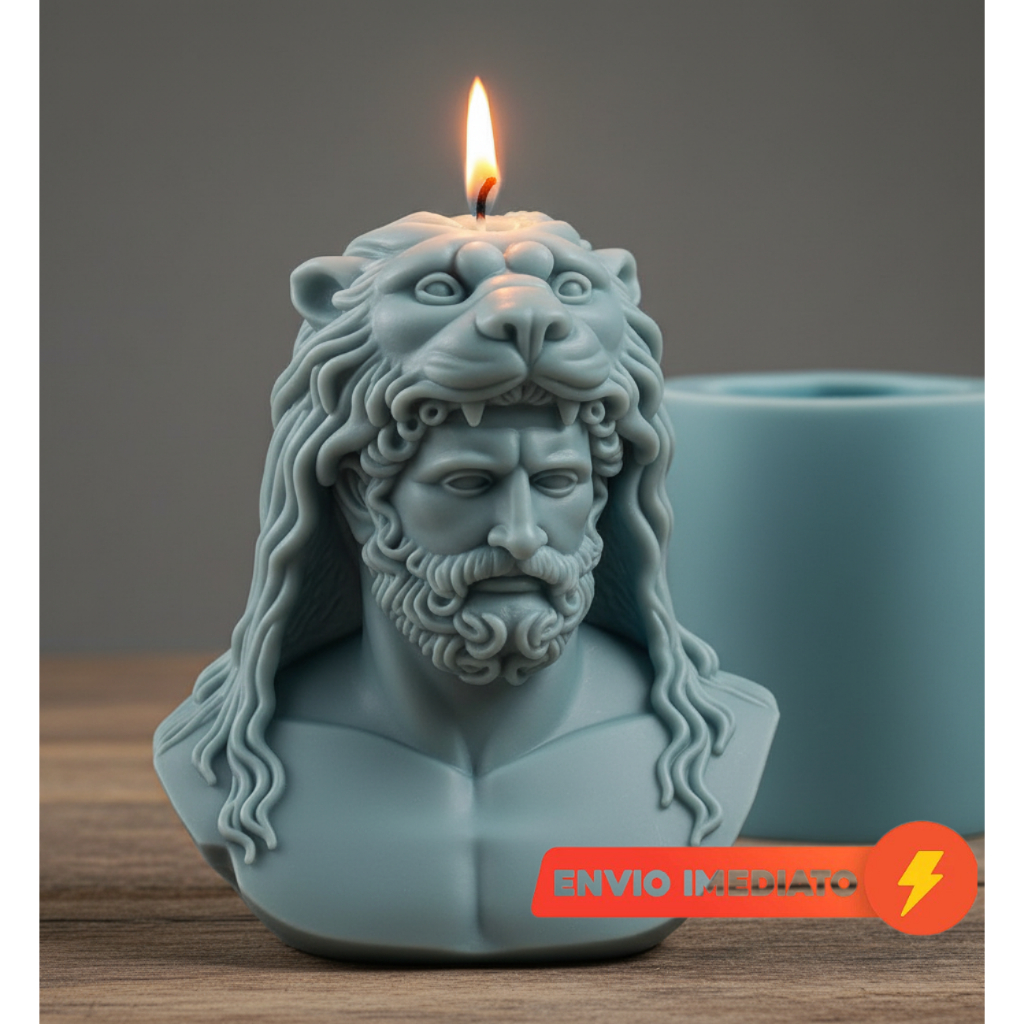 Forma de Jesus com Leão / Molde de Silicone para Vela, Gesso e Artesanato