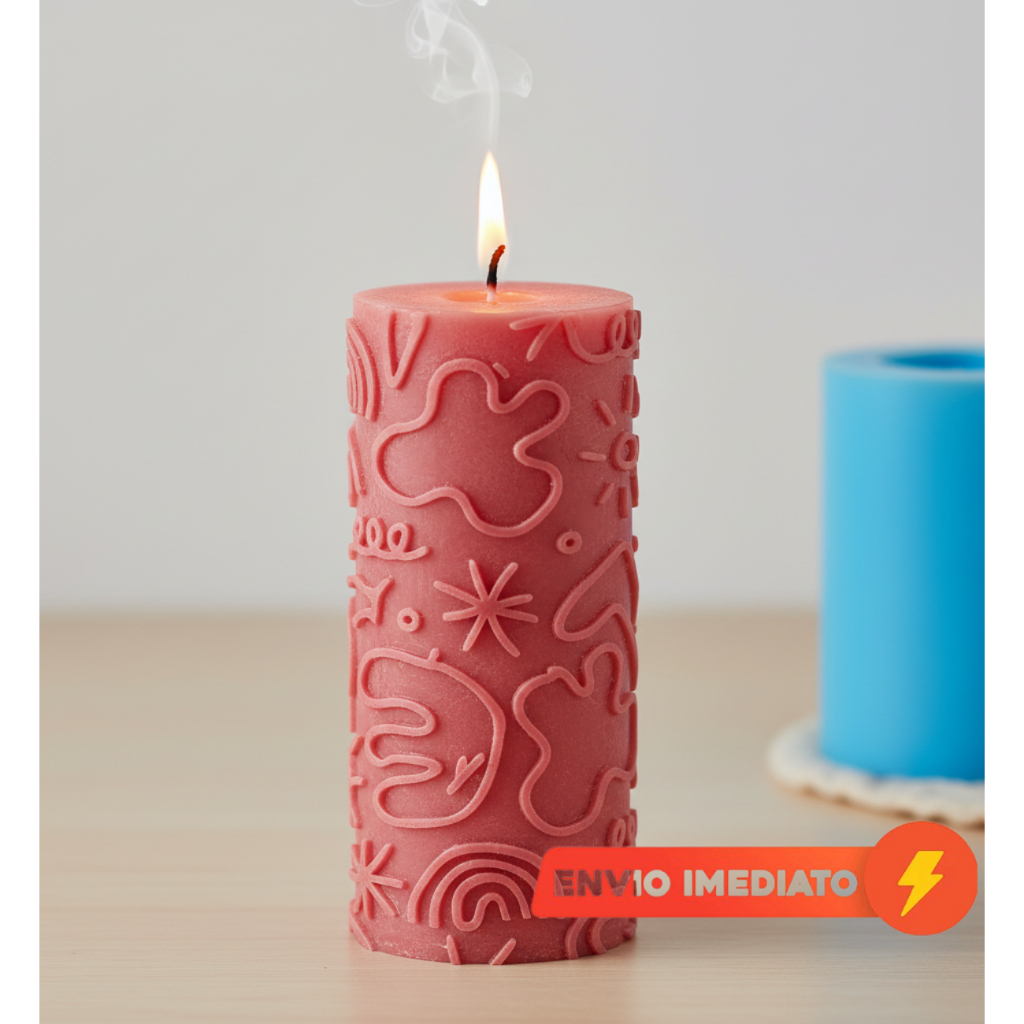Molde de Silicone Vela Cilíndrica Verão | Forma para Vela Artesanal