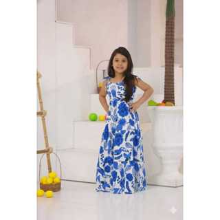 Vestido longo estampa Farme para meninas de 4,6,8,10,12,14,16anos lançamento Festas e Praia Juvenil em Oferta na Shopee