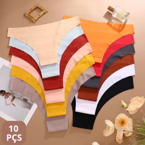 KIT 10 Calcinha Sem Costura Tanga Confortável  Laser Não Marca Moda Intima Lingerie