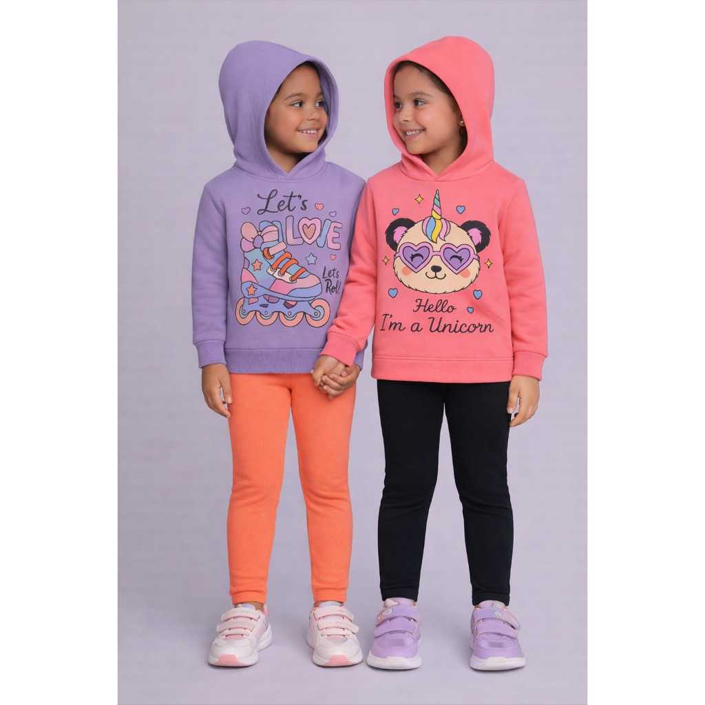 CONJUNTO MOLETOM MENINA INVERNO COM CAPUZ Tam 4 6 8