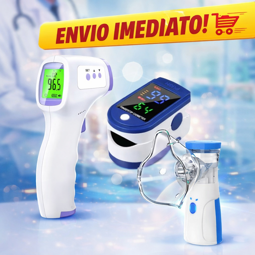 Kit Saude 3 Em 1 Termômetro Digital Infravermelho Oximetro Digital Inalador Portatil Adulto Infantil em Oferta na Shopee