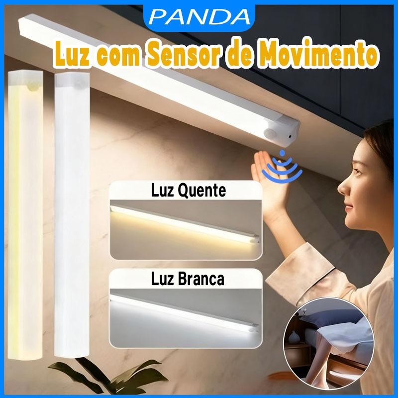 Luz LED Noturna Recarregável USB Sensor Movimento Inteligente Brilho Ajustáve...