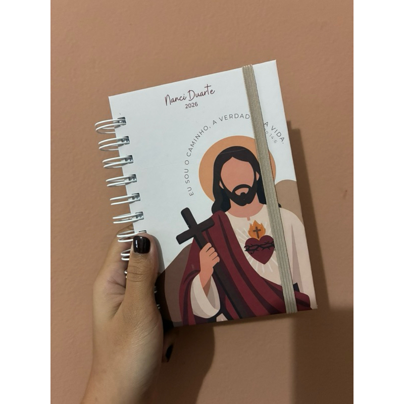 Mini agenda católica 2026 com liturgia diária personalizada - Nome + Santo de devoção
