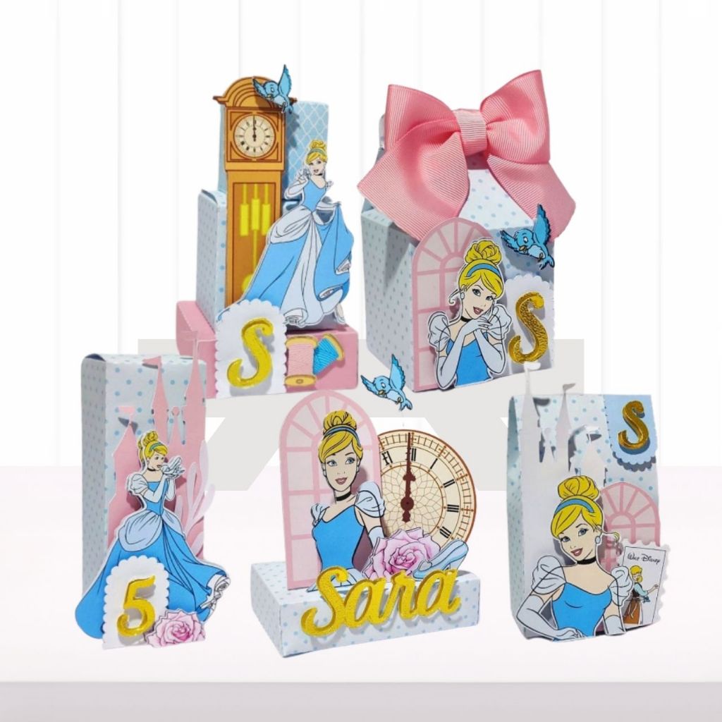 Kit Festa PEGUE E MONTE Cinderela - Caixinhas Personalizadas Lembrancinhas Personalizadas