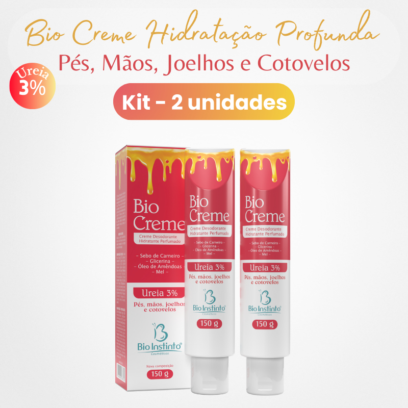 KIT C/ 2 Creme Desodorante Bio Creme Bio Instinto 150g - Pés, Mãos, Joelhos e Cotovelos