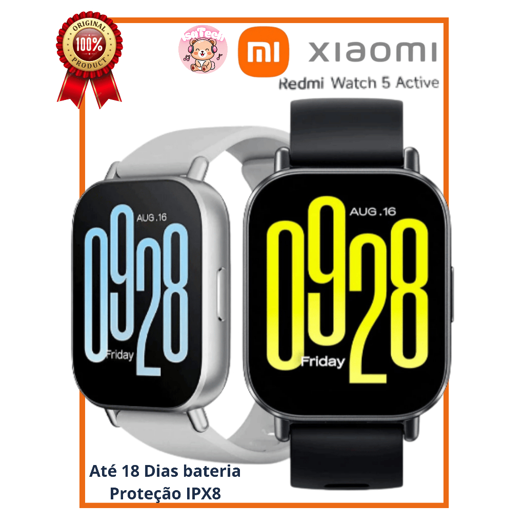 Smartwatch Xiaomi Redmi Watch 5 Active Preto ou Cinza Relógio Inteligente com …