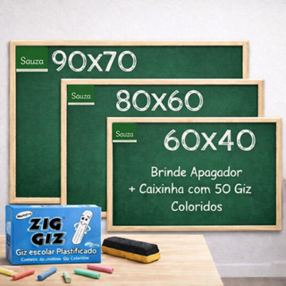 Lousa Quadro Verde Escolar + Caixa 50 Giz + 1 Apagador Infantil Educacional em Oferta na Shopee
