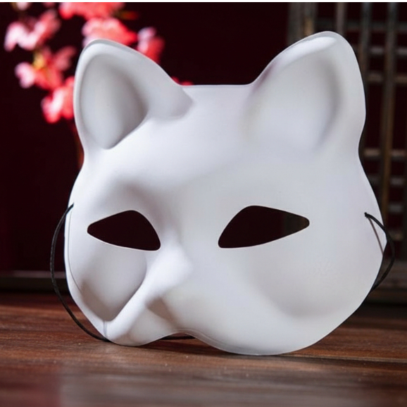 Máscara Rosto de gato Branca Raposa Fosca Faça Você Mesmo Máscaras De PVC Em Branco Cosplay Fantasia De Adereços