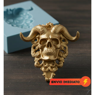 MOLDE DE SILICONE CAVEIRA CHIFRE DE BUFALO ORNAMENTAL em Oferta na Shopee