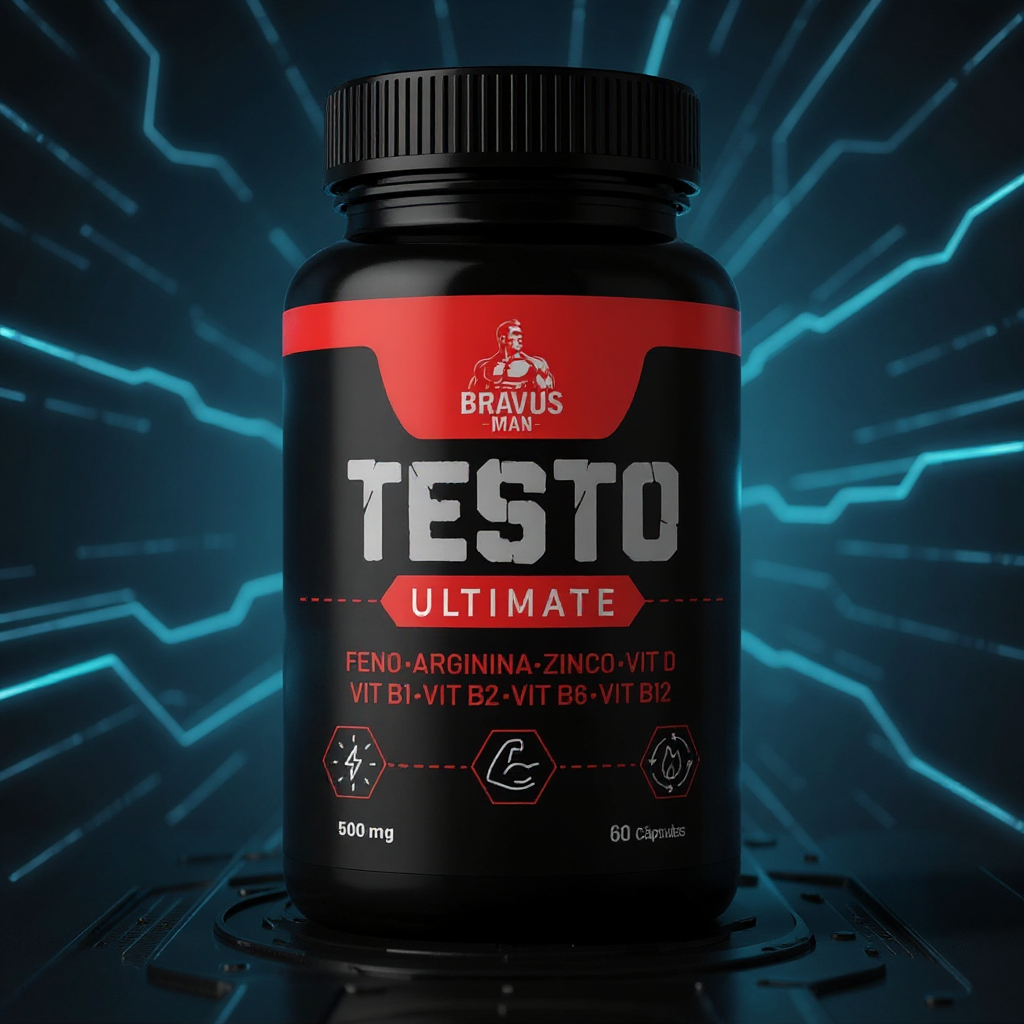 Testo Ultimate 500mg 60 cápsulas - Feno Arginina Zinco Vitamina D Vitaminas B1 B2 B6 e B12