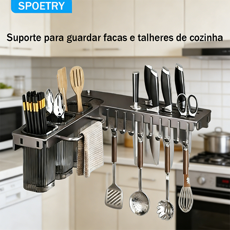 Suporte Para Armazenamento De Facas Ganchos Talheres Utensílios De Cozinha De Ferro