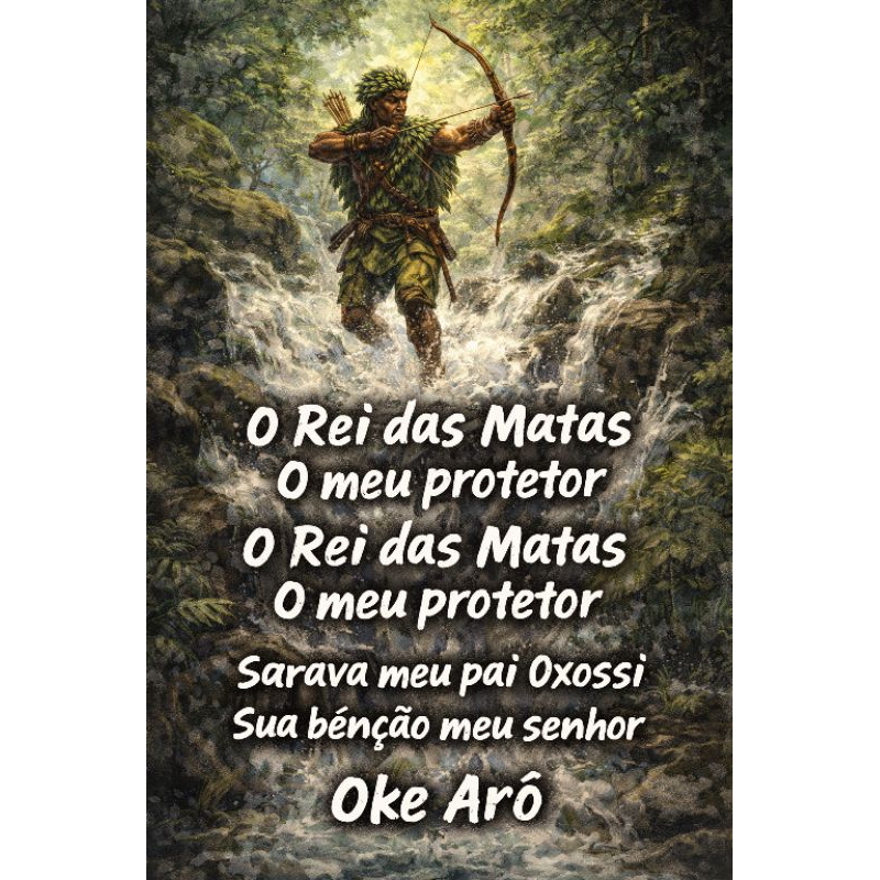 Quadro Decorativo Oxossi Ponto O Rei das Matas o meu protetor Saravá meu Pai Oxossi sua benção meu senhor, Oke Aro