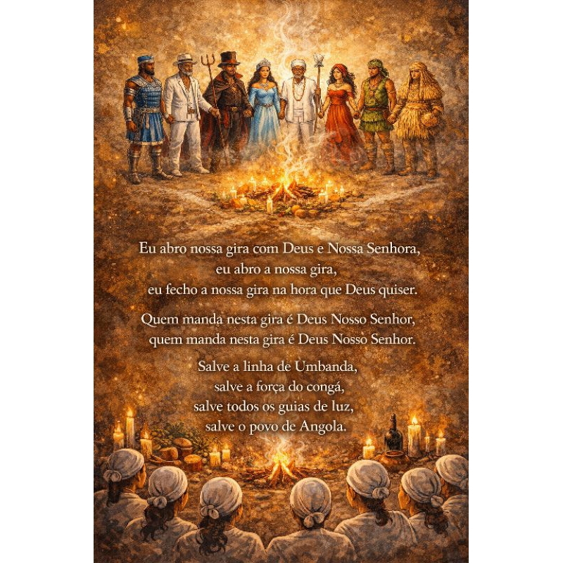 Quadro Decorativo Eu abro a nossa gira com deus e nossa senhora Umbanda e Candomblé