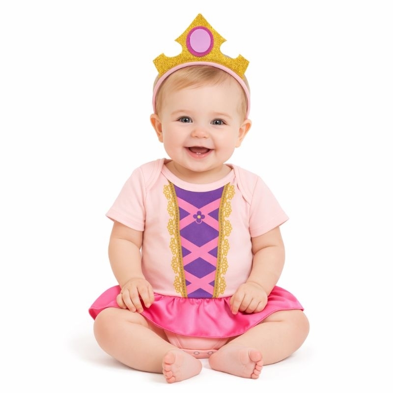 Fantasia bebê Aurora body temático Rapunzel Aurora
