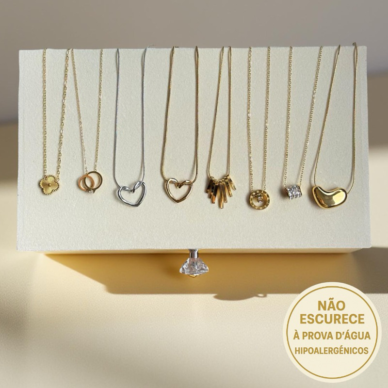 Colares Moda Feminino Aço Inoxidável Hipoalergênicos - Delicados, elegantes, luxo (Para presentes) em Oferta na Shopee