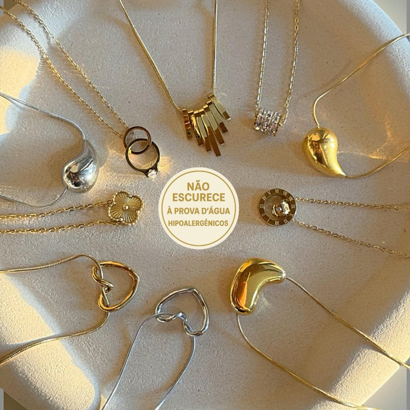 Colares Feminino Aço Inoxidável À prova d’água Hipoalergênicos Livre de Níquel Delicados Presente em Oferta na Shopee