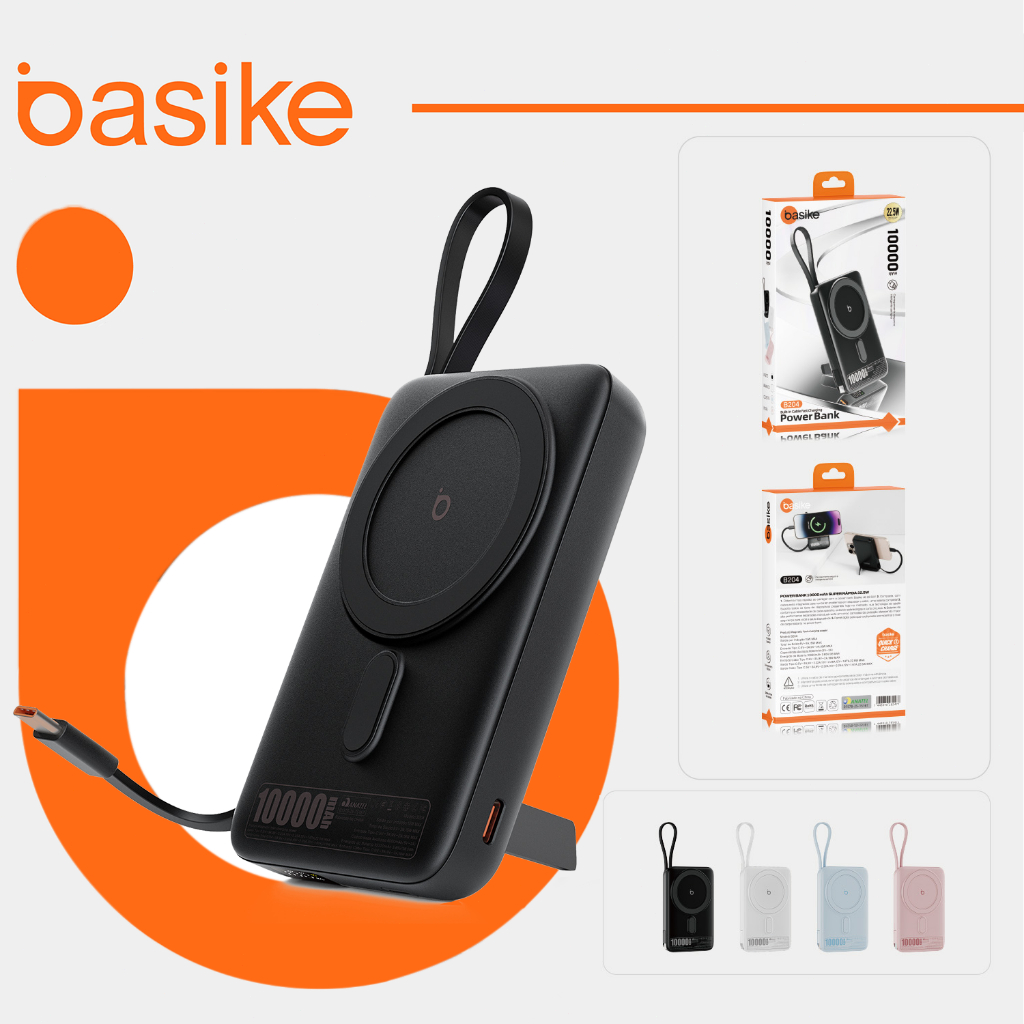 Basike 5000/10000mAh Carregador Portátil Indução para iPhone/Android Samsung Apple Sem fio Bateria Carga em Oferta na Shopee