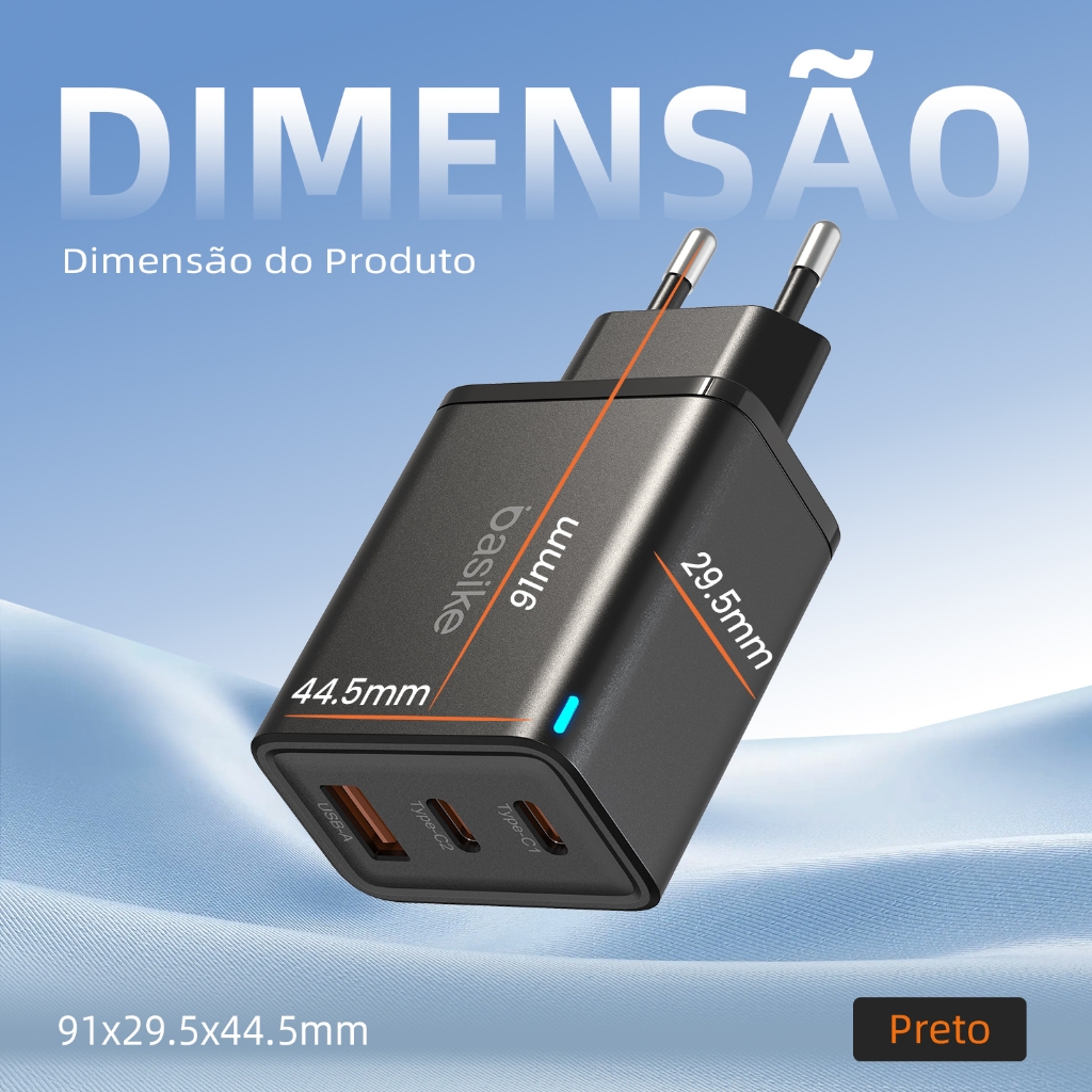 Detalhes do Basike Carregador Tipo-C de Carregamento Turbo 65w Fonte carga rápida Torre Carregar Celular Portátil，car049