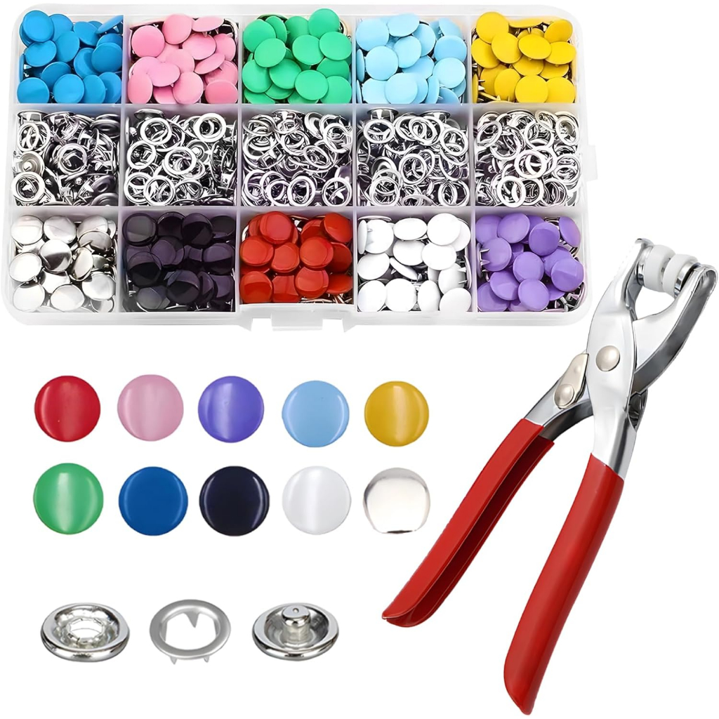 Kit Completo 200PCS para Prendedor de Pressão | Alicate Profissional + 10 Cores 