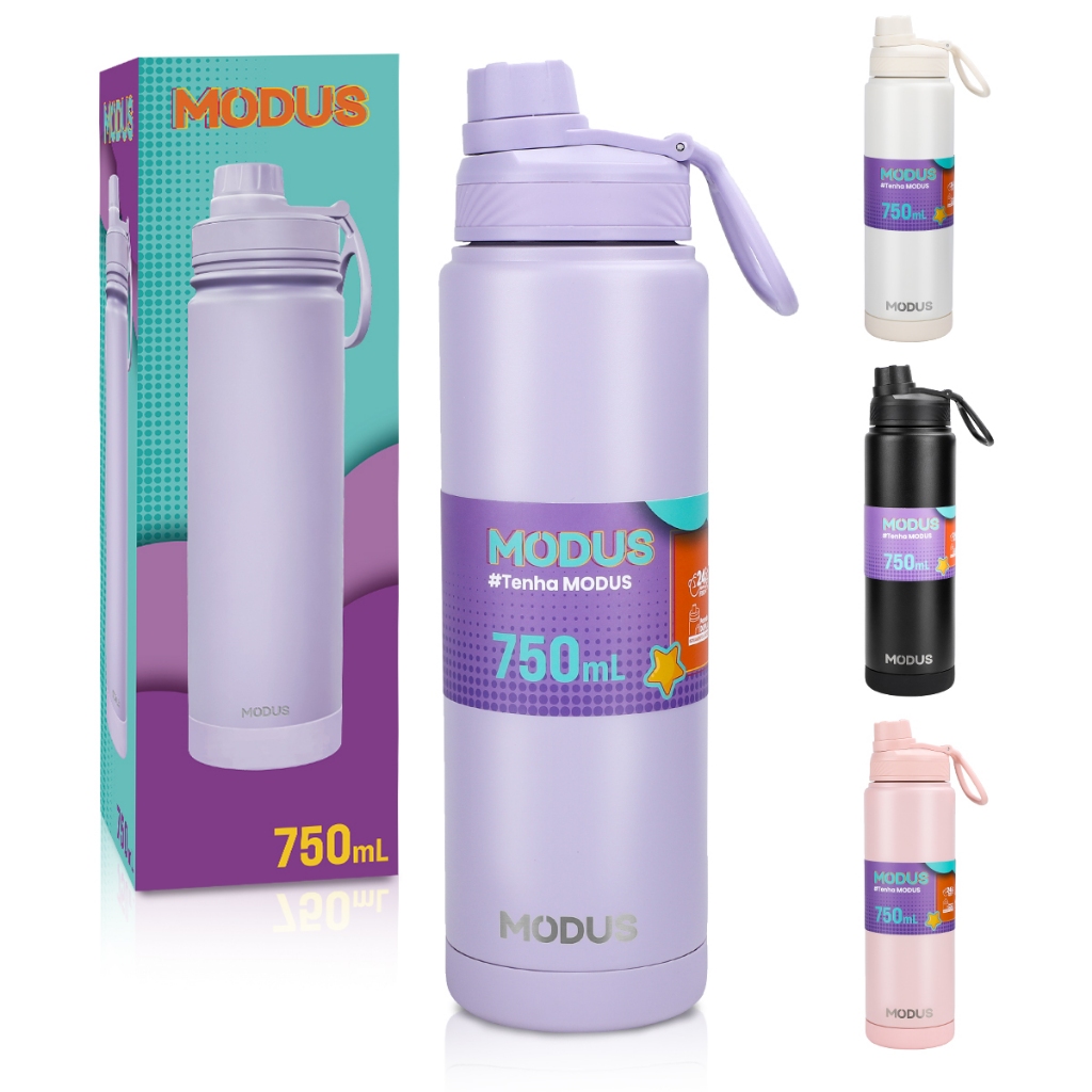 MODUS Garrafa Térmica Inox 750ml Água com Base Emborrachada em Oferta na Shopee