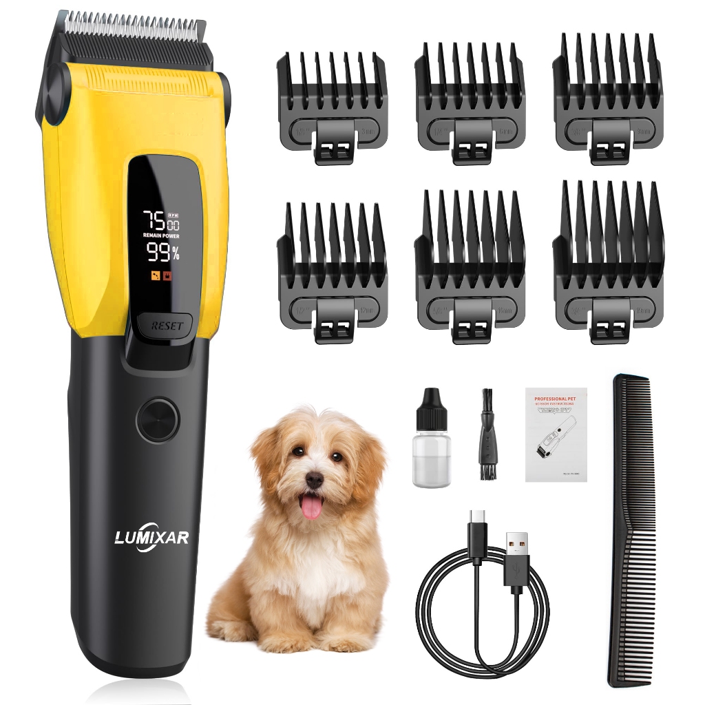 Cysedoya Máquina de Tosa Profissional para Pets - Lâmina Titânio, Silenciosa 55dB, LED LCD, Bateria 4h