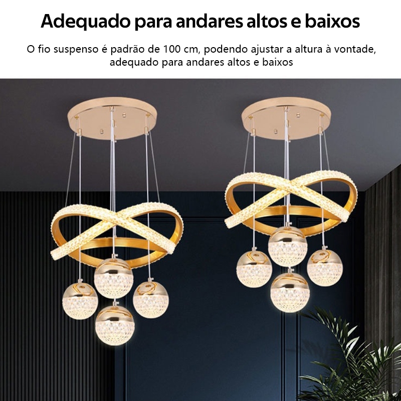 Lustre de Teto LED 3 Cores 110V-220V - Luxo Escandinavo Romântico para Sala de Jantar e Estar O16
