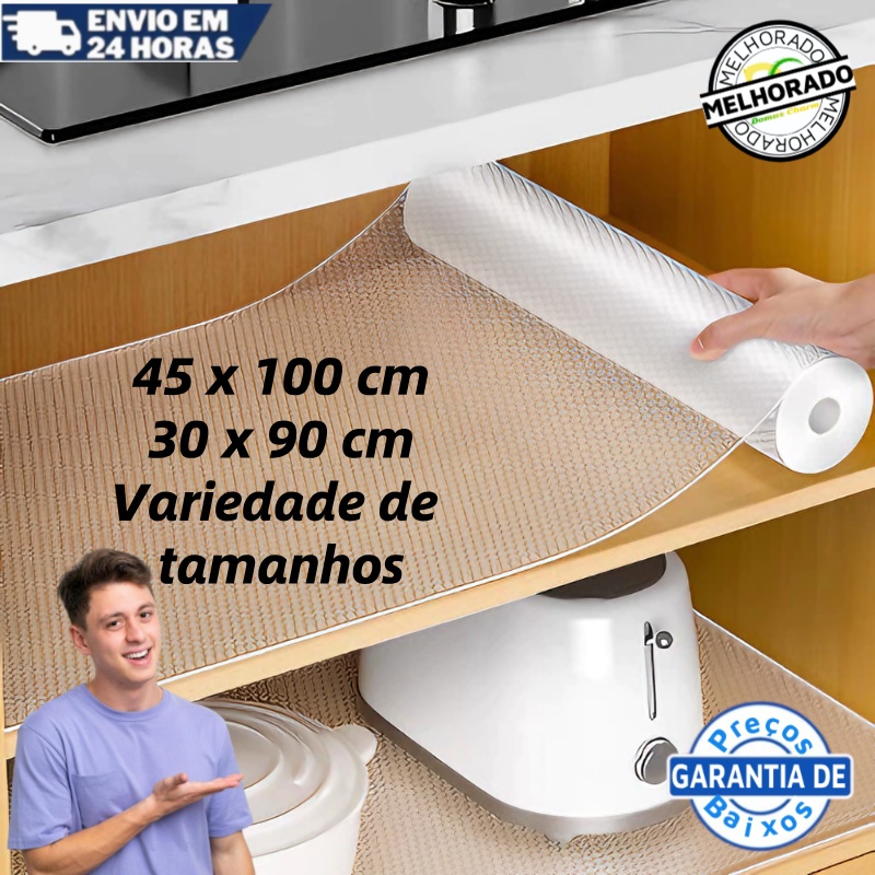 Forro Antiderrapante Para ArmáRio, Gaveta, Geladeira E Guarda Roupas- Transparente /0,45 * 1 Metros