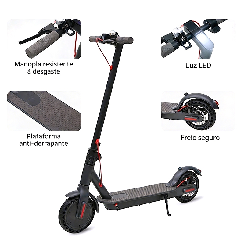 Patinete Elétrico 8.5" com 350W - Velocidade 30KM/H, Dobrável, App Bluetooth GPS, Capacidade 150KG V6