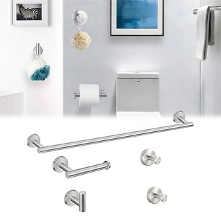 Kit Acessórios Banheiro Lavabo 5 Peças Aço Inox 304 - Toalheiro, Porta-papel e Ganchos