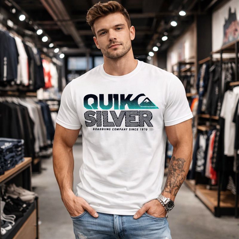 Camisa masculina algodão estampada camiseta casual moderna Quikis Escrito confortável ultra leve lançamento Envio Rápido