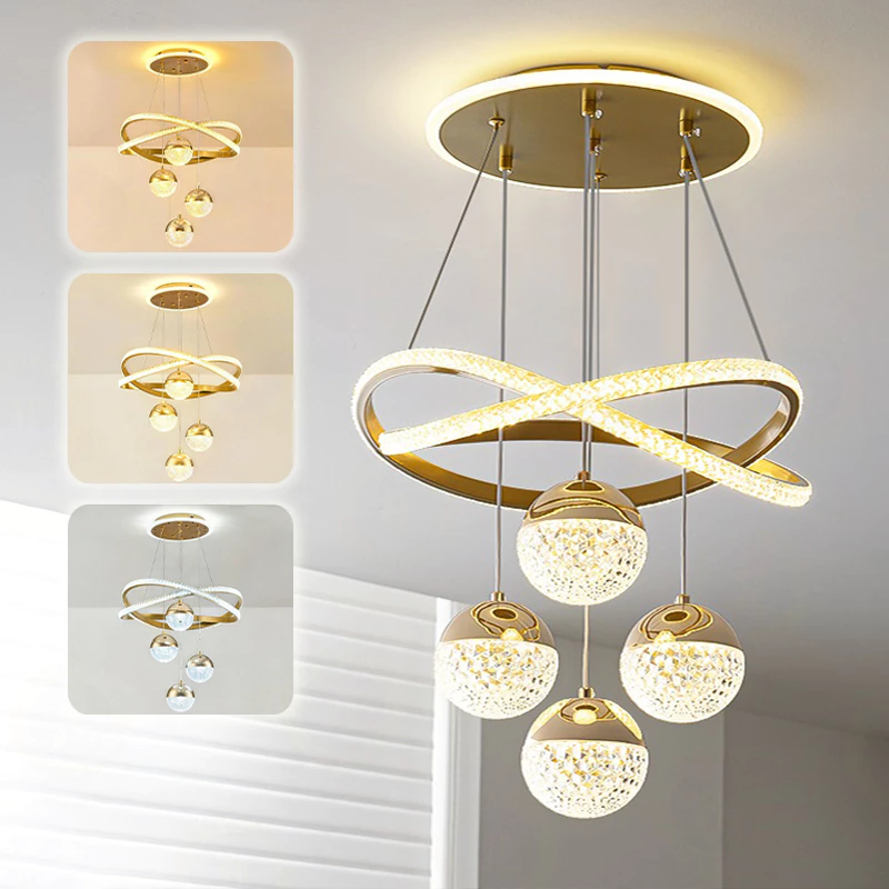 3 Cores 110V-220V Lustre de Teto LED Para Sala De Jantar e Estar Romântico Luxo Escandinavo O16 — imagem 1