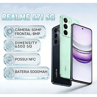 Realme C71 5G 256GB armazenamento,8GB RAM, Processador MediaTek Dimensity 6300, Versão global em Oferta na Shopee