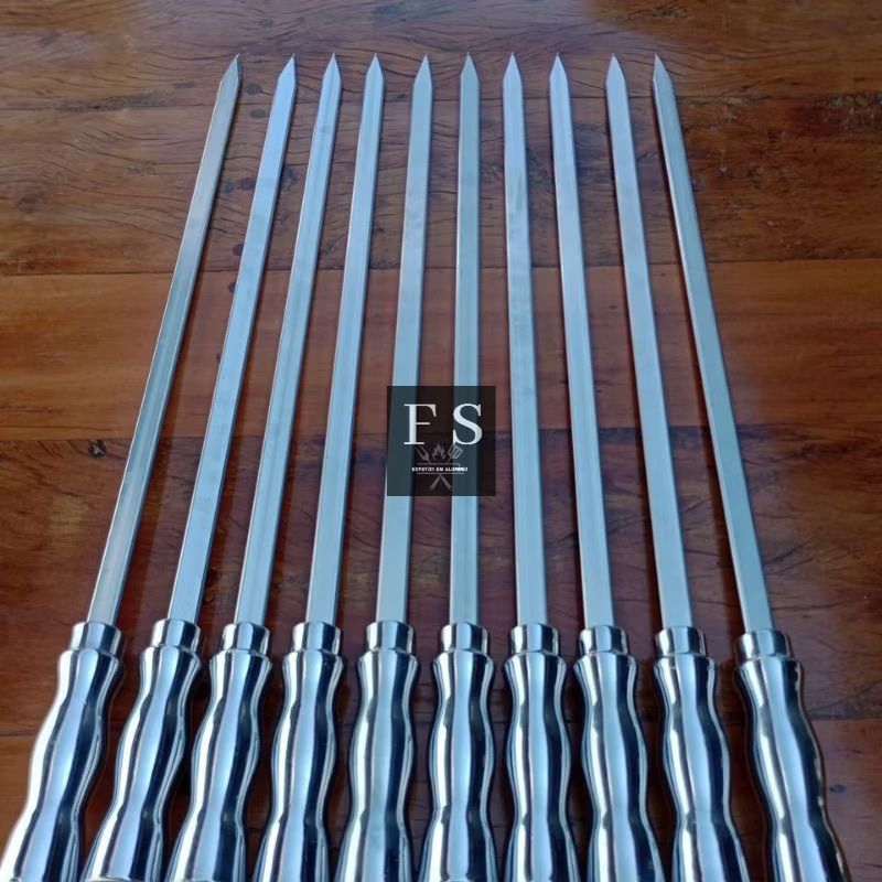 Kit 5 espetos barra chatas 73 cm em alumínio para churrasco/churrasqueira em Oferta na Shopee