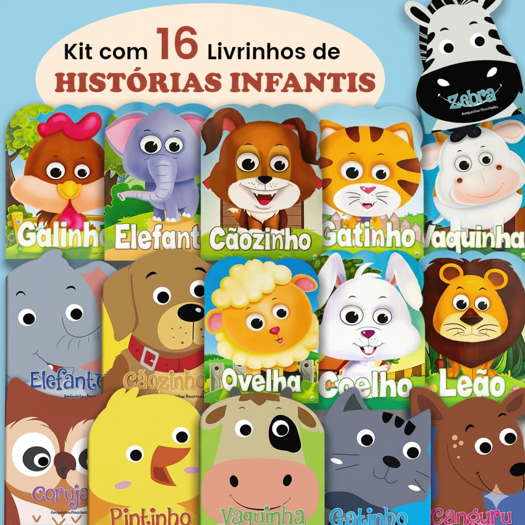 Kit Amiguinhos Recortados + Olha quem sou | 16 livros infantis | para Bebês e Crianças