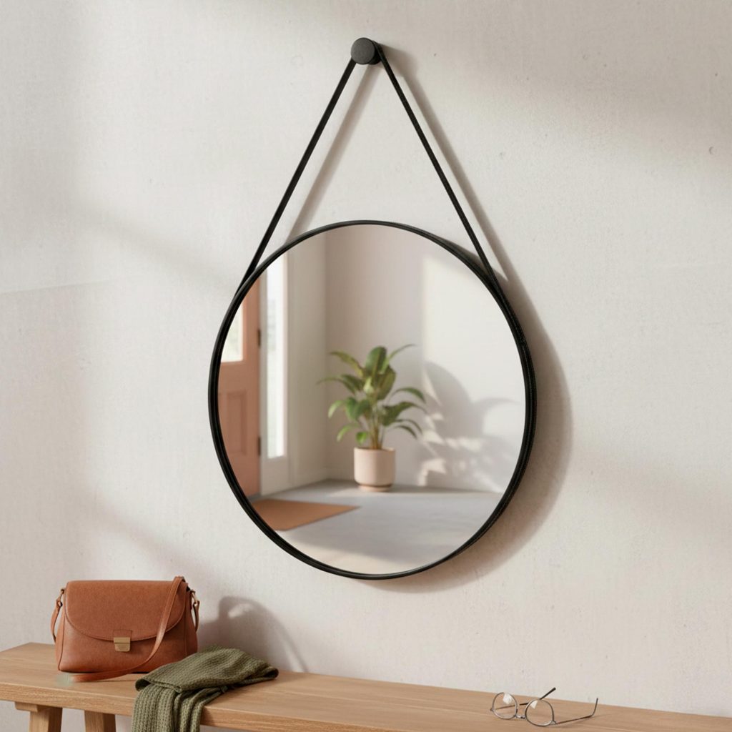 Espelho Decorativo Grande Banheiro Adnet Redondo Sala Quarto Banheiro Lavabo 60cm com Suporte Parede em Oferta na Shopee