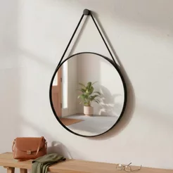 Espelho Decorativo Grande Banheiro Adnet Redondo Sala Quarto Banheiro Lavabo 60cm com Suporte Parede