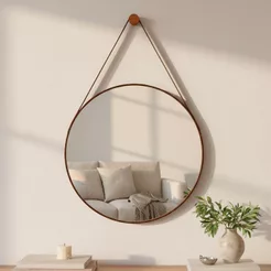 Espelho Decorativo Redondo Adnet de Parede Escritório Espelho Sala Quarto Espelho 60cm Suporte Pino