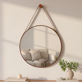 Espelho Decorativo Redondo Adnet de Parede Escritório Sala Quarto Escandinavo 60cm + Suporte Pino em Oferta na Shopee