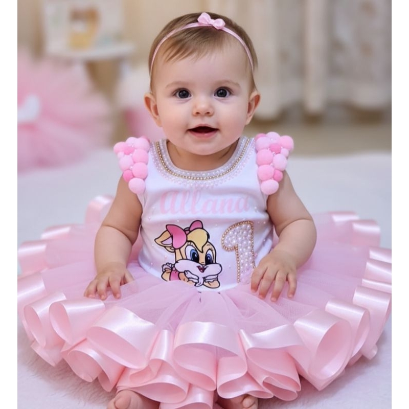 Kit Body + Saia de tule Tema Baby Toon Lolla – Roupa Infantil para Bebê