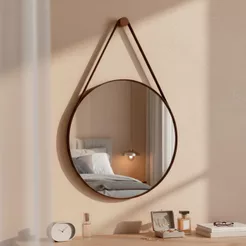 Espelho Moderno Redondo 60cm Adnet Para Banheiro Sala Quarto Com Suporte Parede Moderno Minimalista