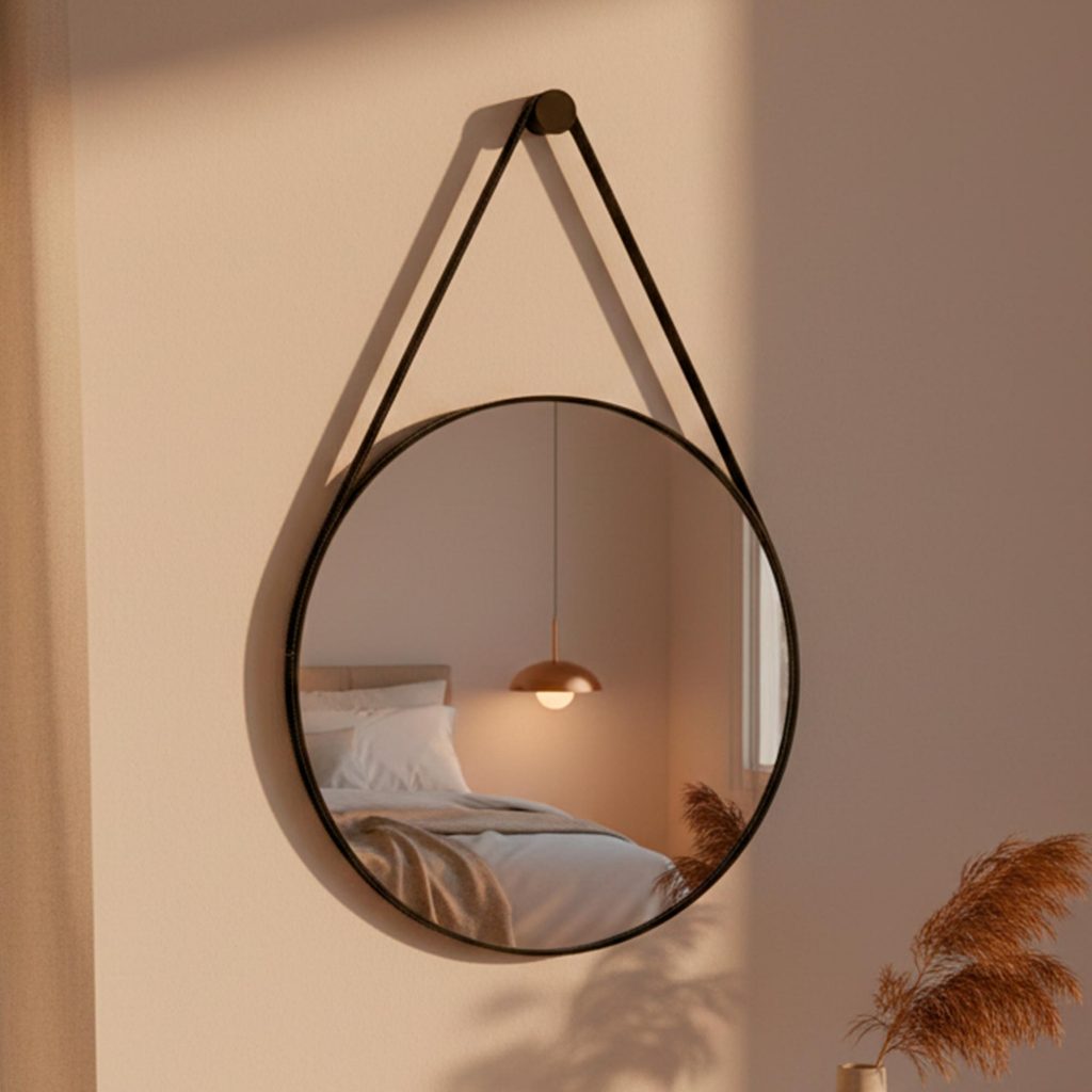 Espelho Adnet Para Lavabo Alça Em Couro 60cm + Suporte para Banheiro Sala Quarto Hall de Entrada em Oferta na Shopee