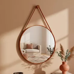 Espelho Redondo do Pinterest Moderno para Banheiro Sala 40cm Alça para Apartamento Banheiro Pequeno
